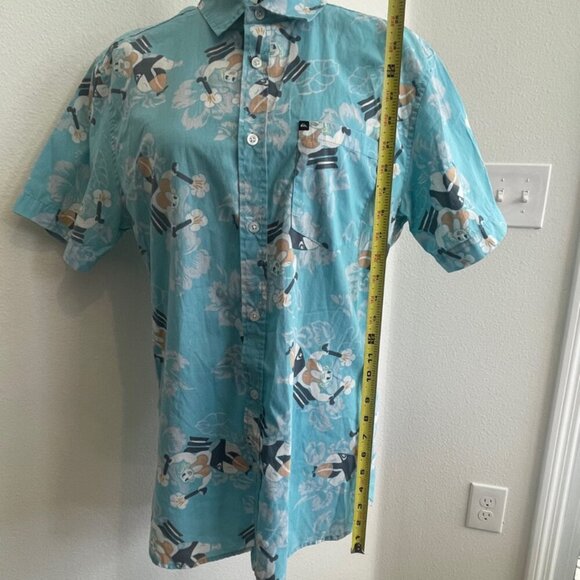QUICKSILVER HAWAIIAN SHIRT NAUGHTY MAMA IN A ROCKET PRINT SZ M VERSATILE ICONIC - Picture 10 of 16